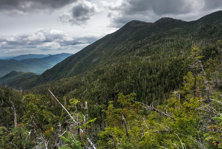 A view up to Haystack and Little Haystack mountains
