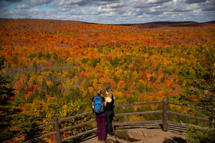 Visitors flocked to Oberg Mountain in Tofte, Minn. on Sunday to get a glimpse at the peaking fall foliage