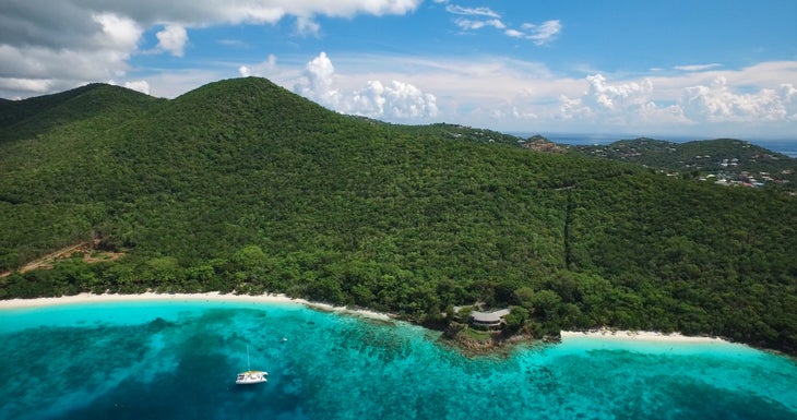 aerial view of Honeymoon Bay and Salomon Bay