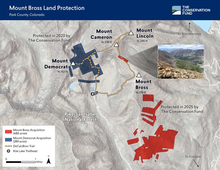 Mount Bross purchase map from the Conservation Fund