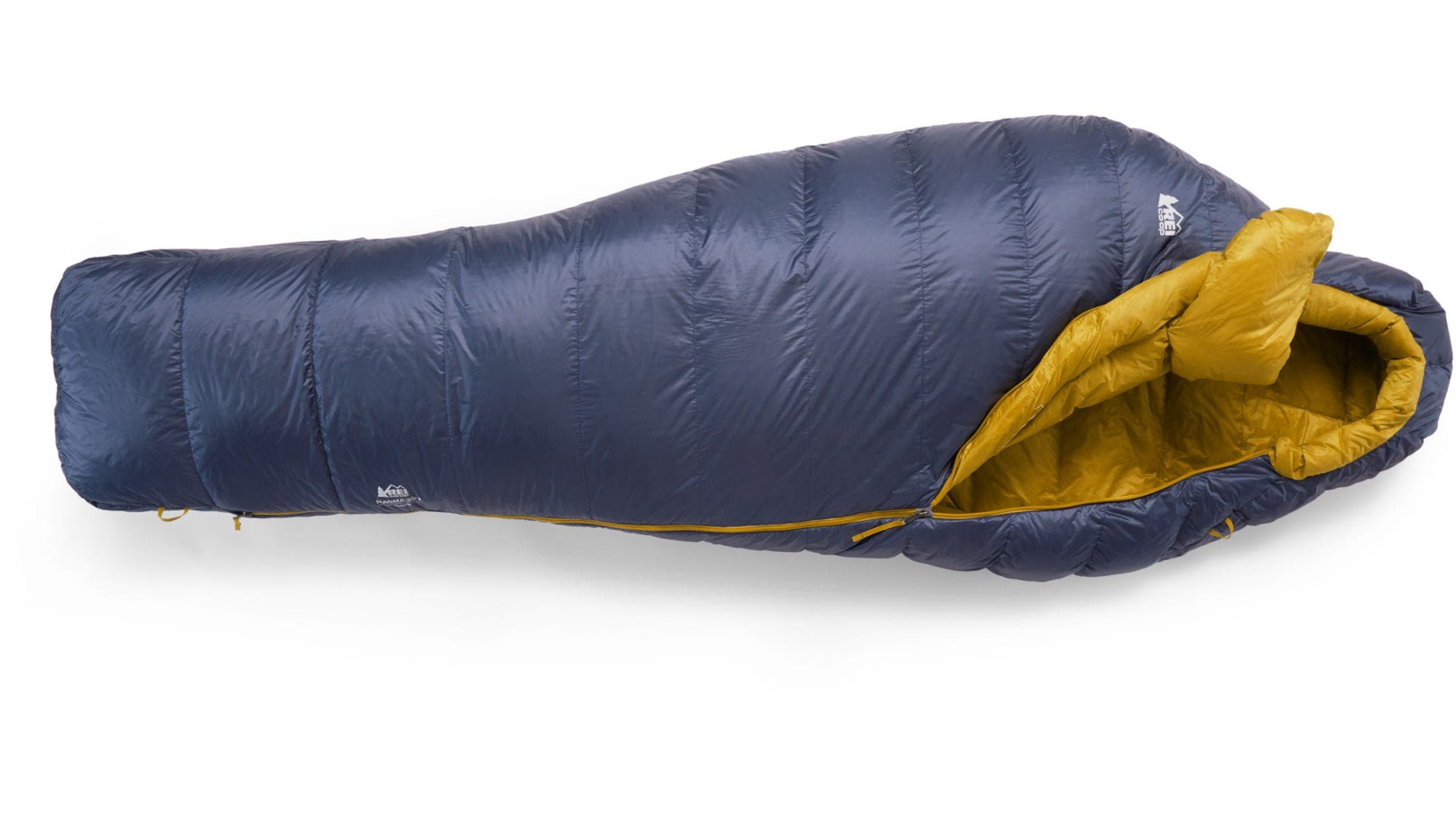 REI-Co-op-Magma-30 grayish-blue bag with a gold interior