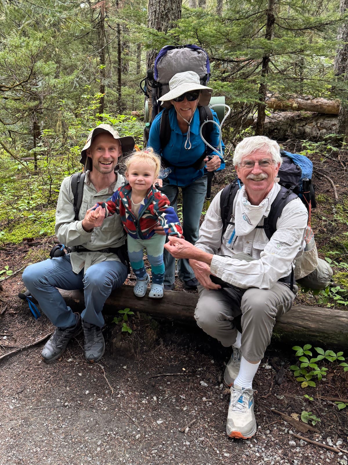 Posing at the trailhead before the hike with Sean, Gemma, Sandy, and Barney.
