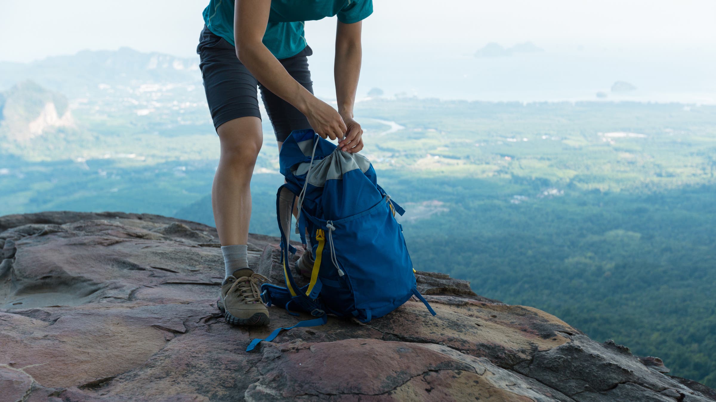 backpack being packed on mountain