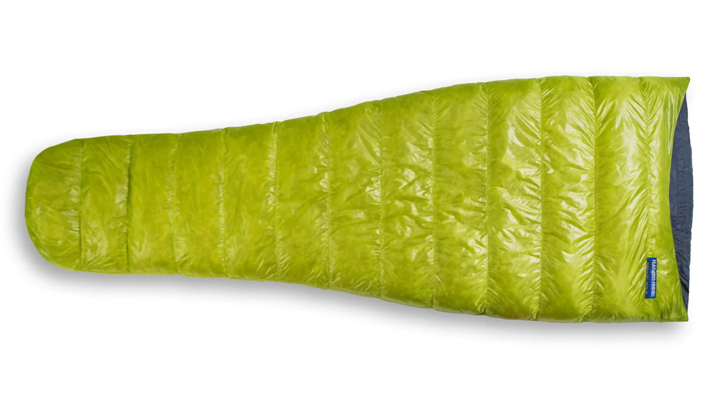 Feathered Friends Tanager CFL yellow sleeping bag on white background