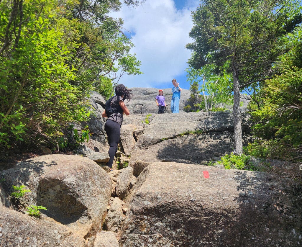 A steep hiking trail in New Hampshire