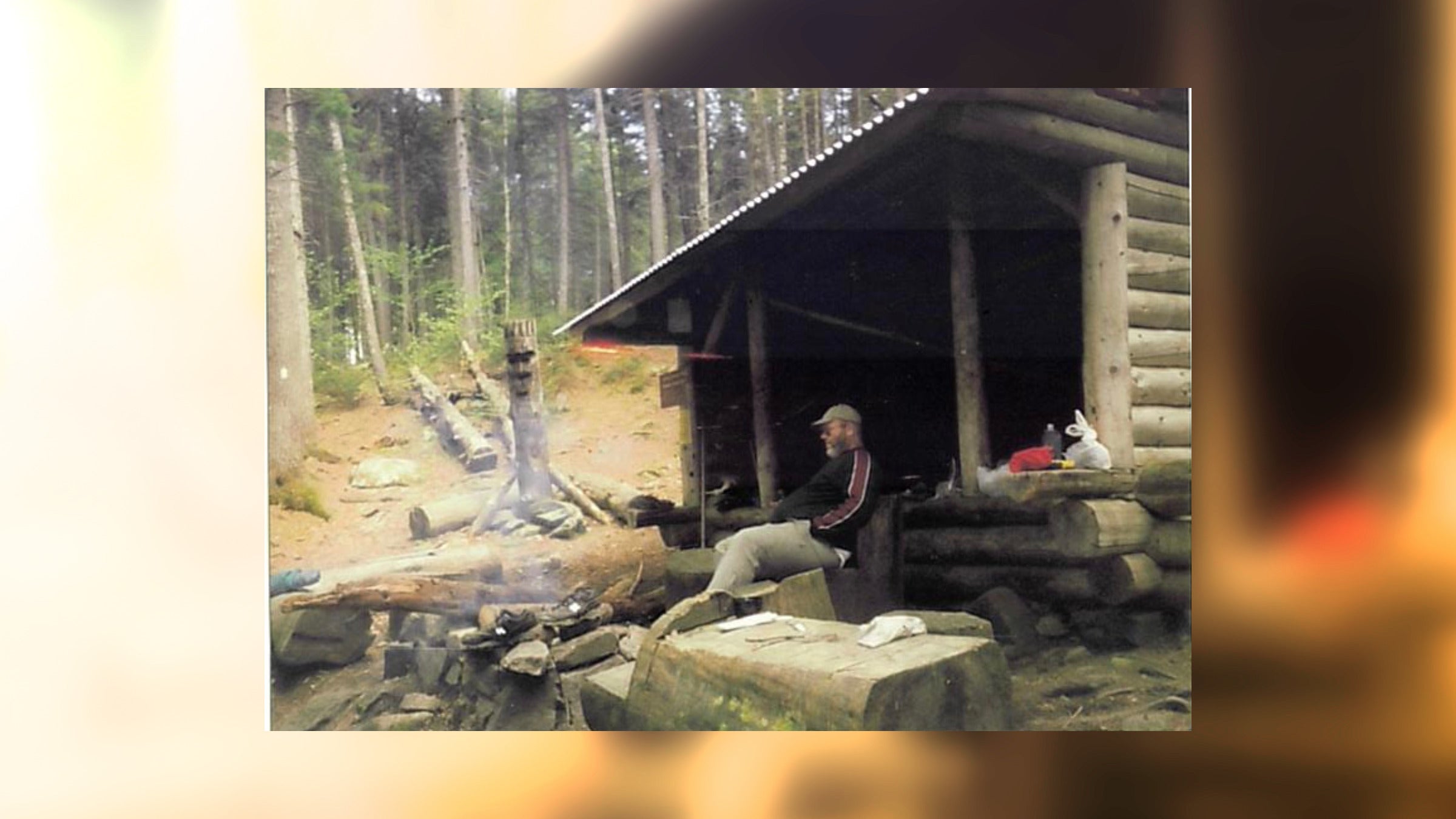 Larry Riddle in an Appalachian Trail shelter