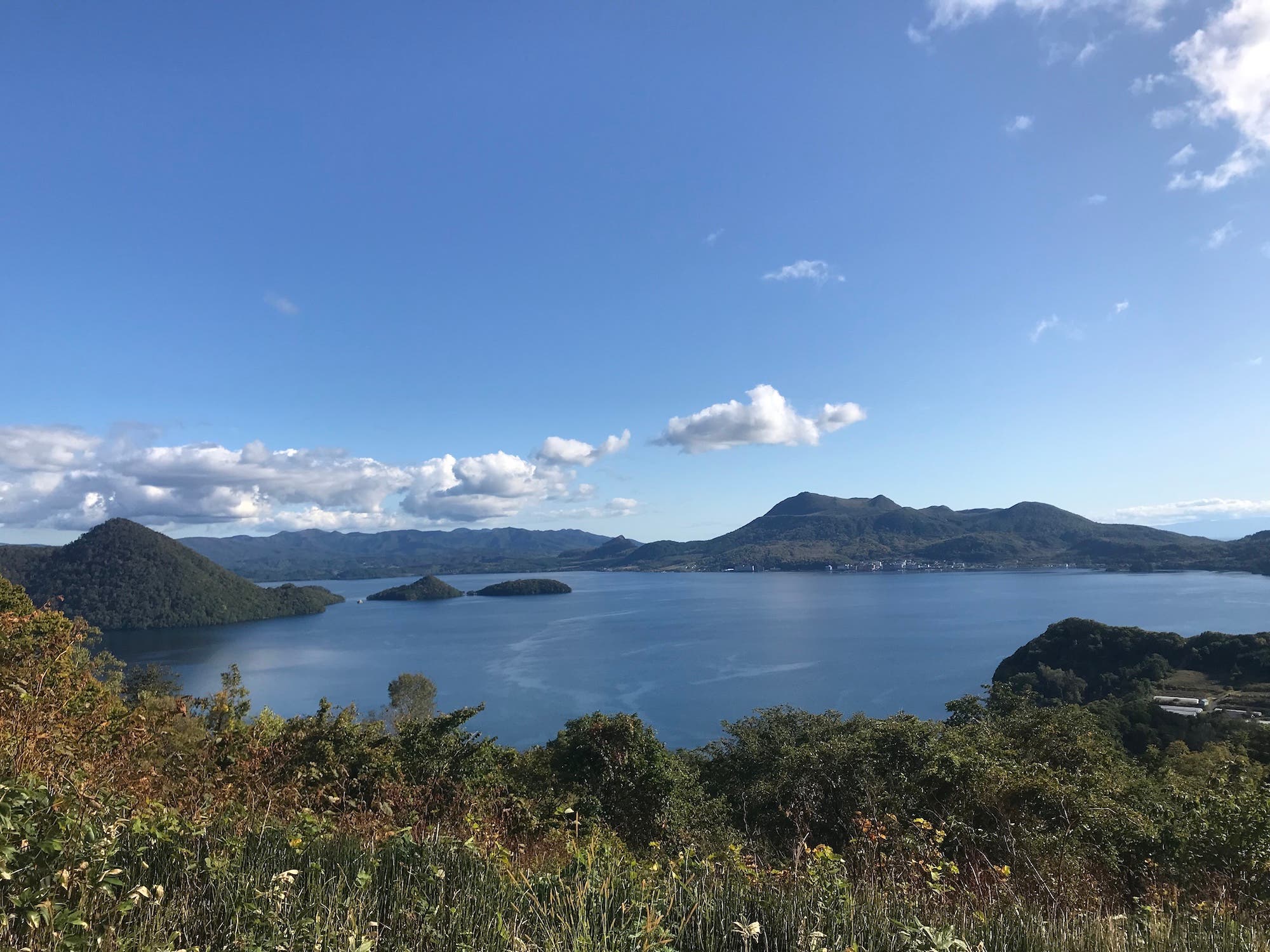 Mt. Usu with Lake Toya in Date City, Hokkaido, Japan