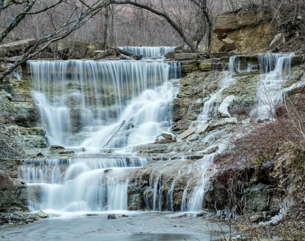 chase falls in kansas on a cloudy day