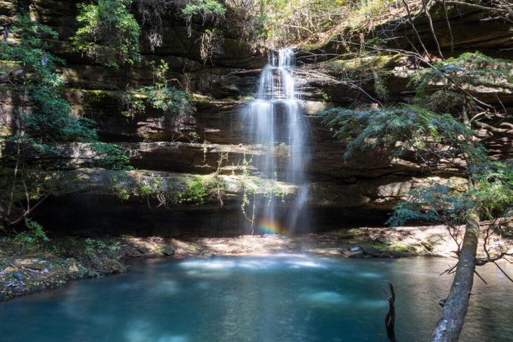 Shangri la waterfall in bankhead national forest in alabama in autumn