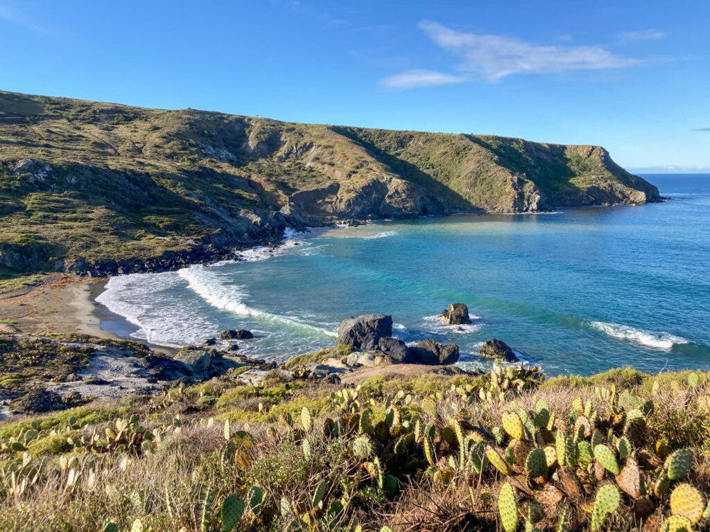 A blue bay surrounded by mountains on Catalina Island