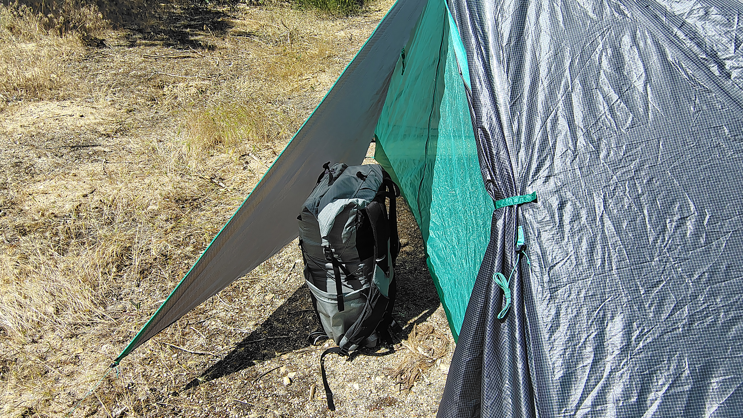 Big Agnes Pitchpine 1.5 vestibule with a backpack inside