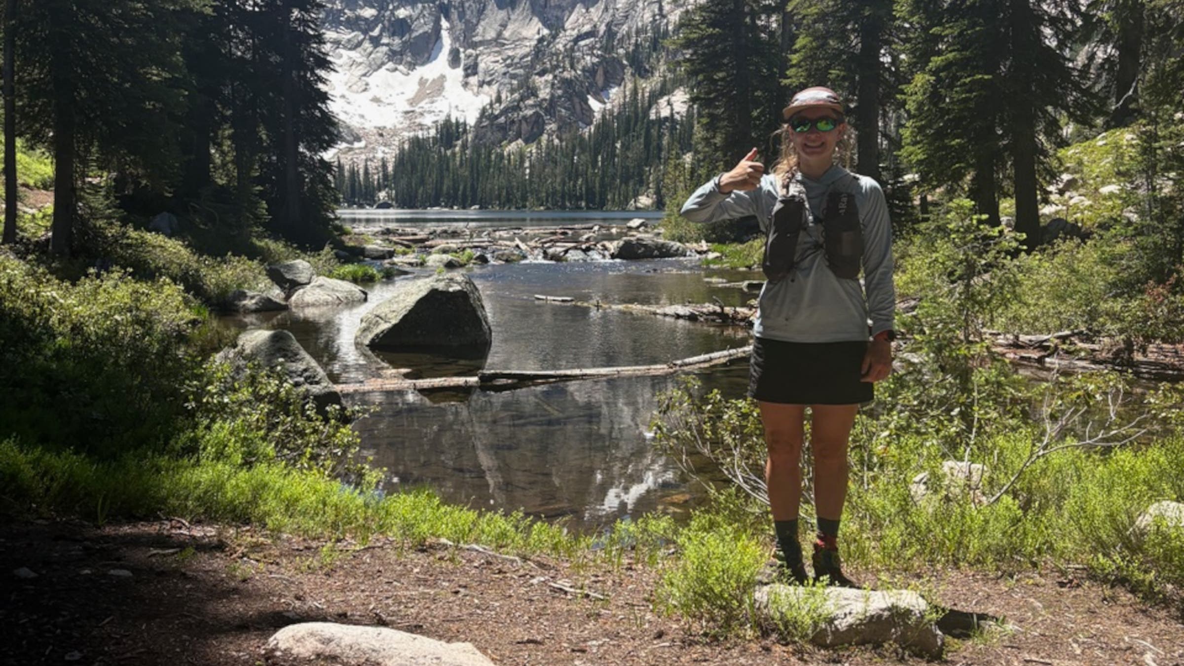 Hiker by lake